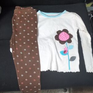 Floral Kids Pajamas Set - Cream and Brown
